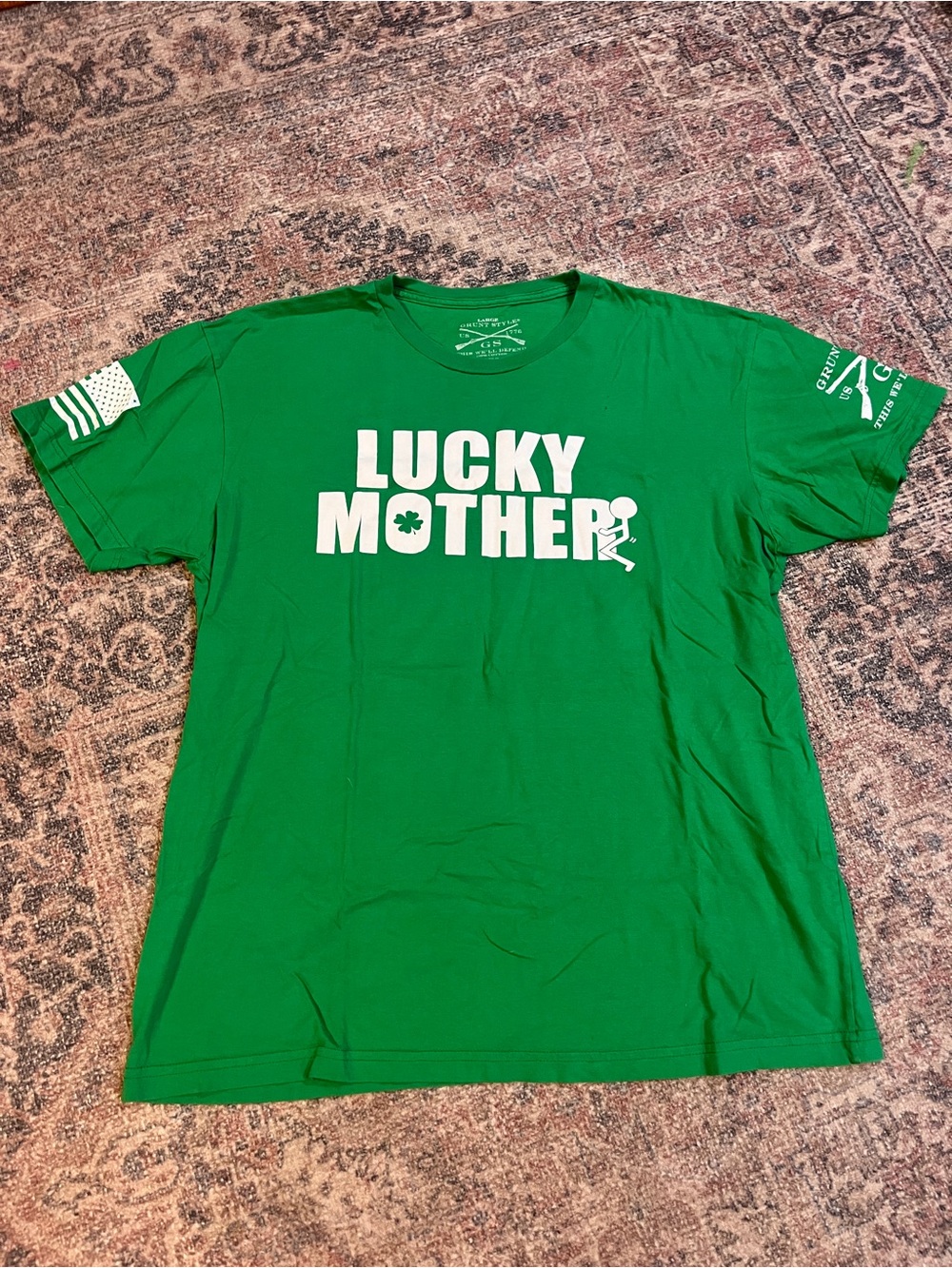 Men’s Grunt Style St Patrick’s Day Green Lucky Mother Shirt Large